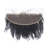 Afro Kinky Lace Frontal Hair: Virgin Brazilian Human Hair Style: Afro Kinky Color: 1B Natural Color Hair Length: 14" Weight: 2.5 oz Weft: 13"*4" Lace Frontal Coloring: Can lift up to #27